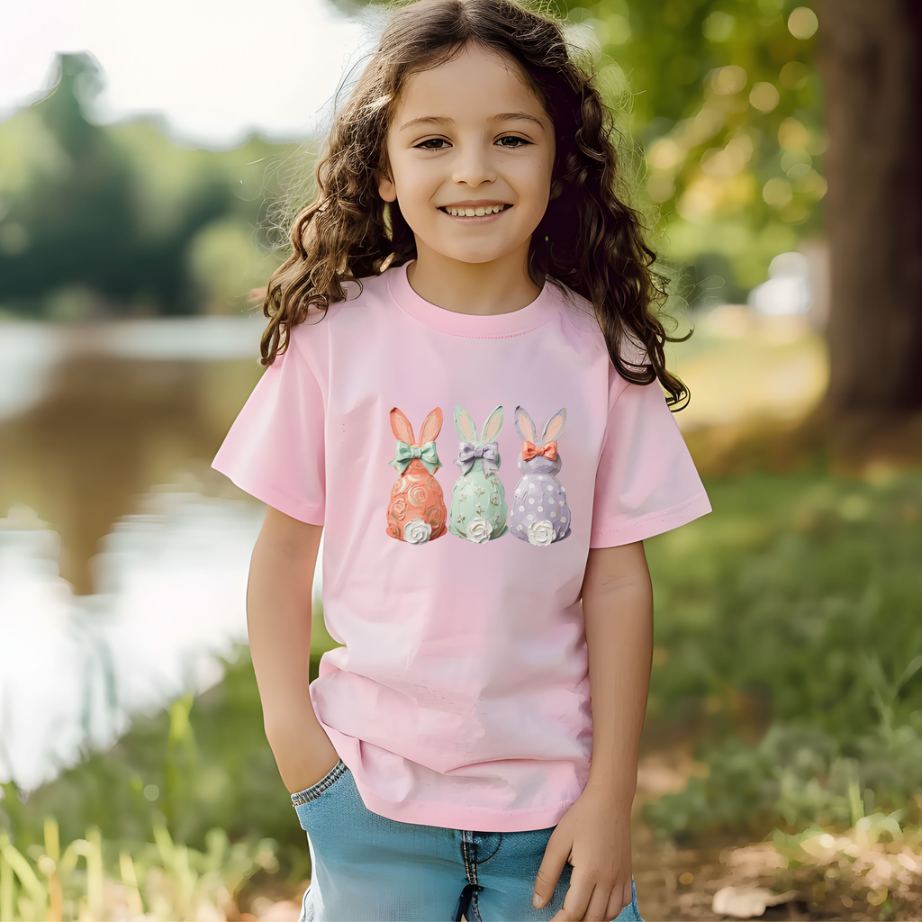 Kids Tee — "Threw Easter" Bunny Pair Graphic