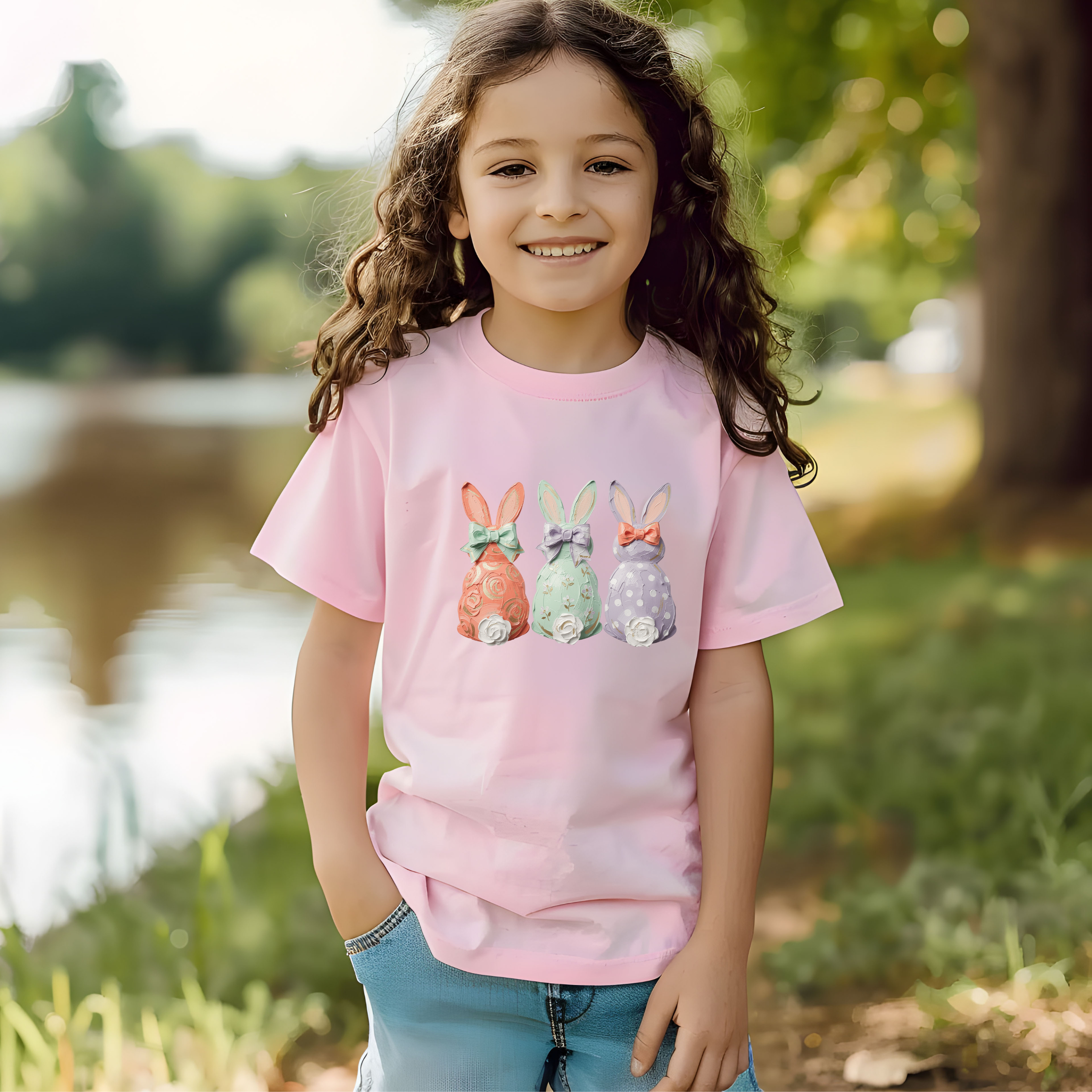 Kids Tee — "Threw Easter" Bunny Pair Graphic