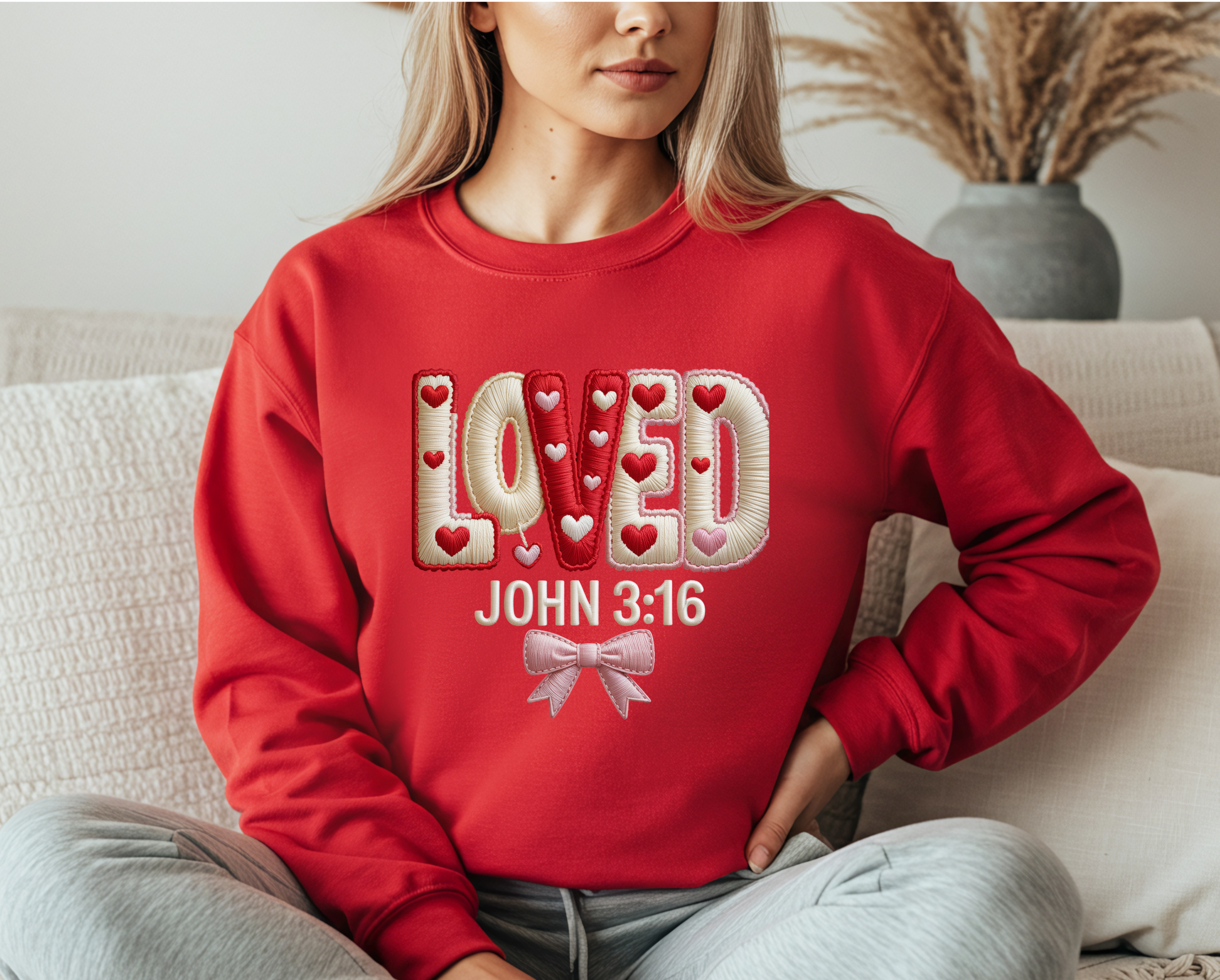 John 3:16 'Loved' Crewneck Sweatshirt — Christian Faith Graphic Sweatshirt