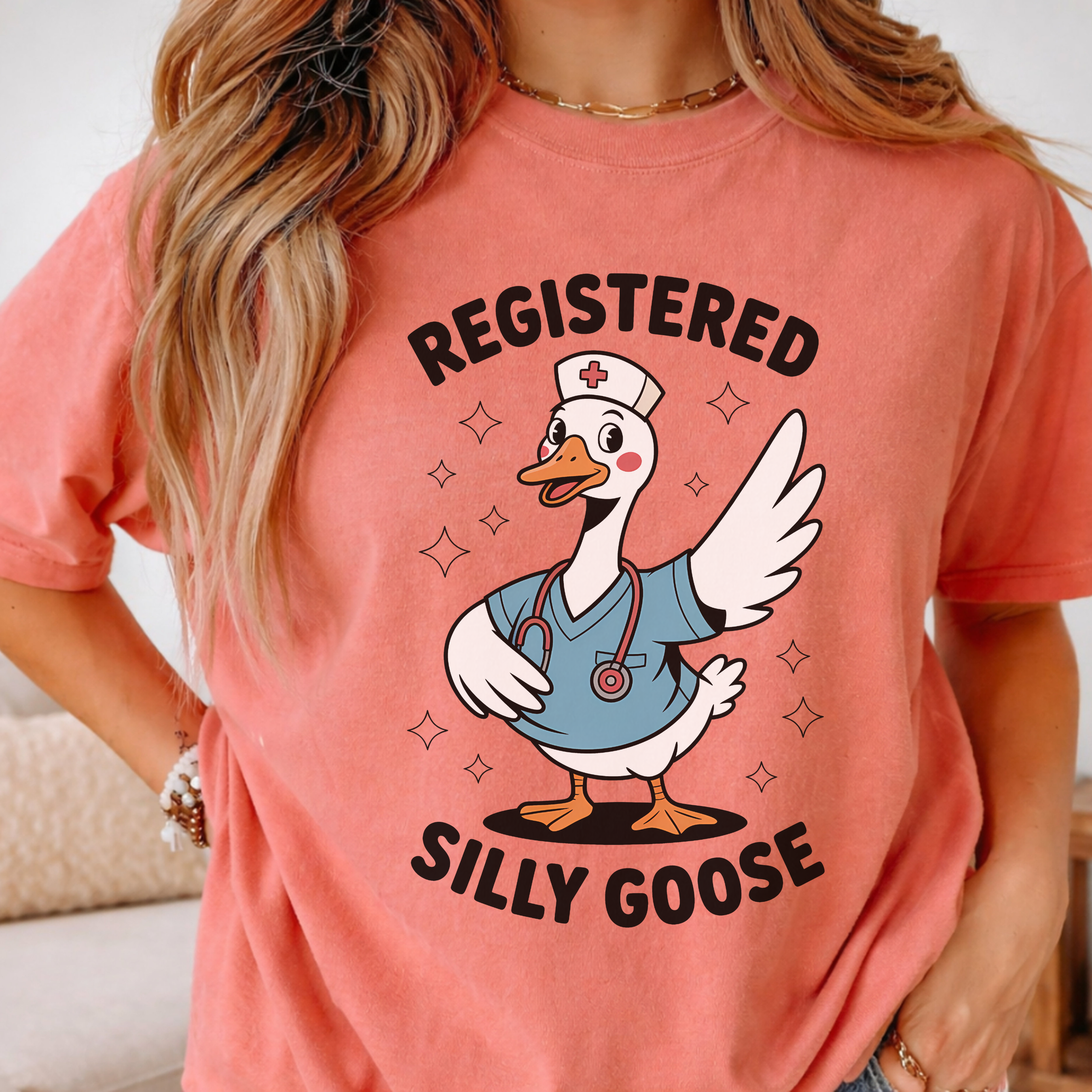 T-Shirt — "Registered Silly Goose" Cute Nurse Goose Graphic Tee